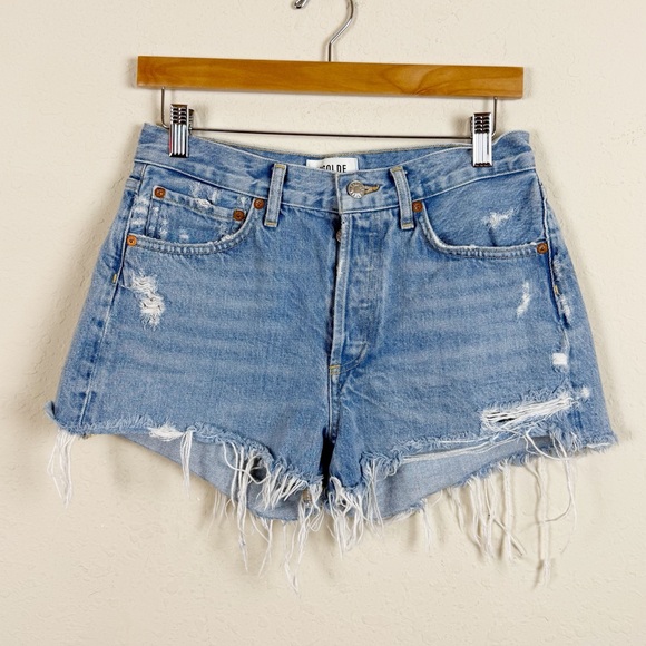 Agolde  Parker Blue Cut Off Shorts Size 25 - Picture 1 of 6